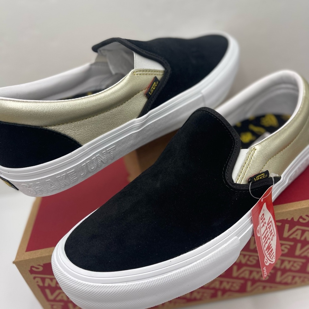 Vans Men’s Slip-On Pro (Shake Junt) Black/Gold Sneakers
VN0A347V13L - Picture 8 of 16